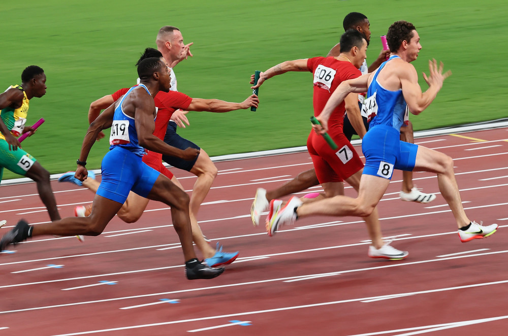 東京奧運會田徑男子4x100米接力決賽中國隊獲得第四名