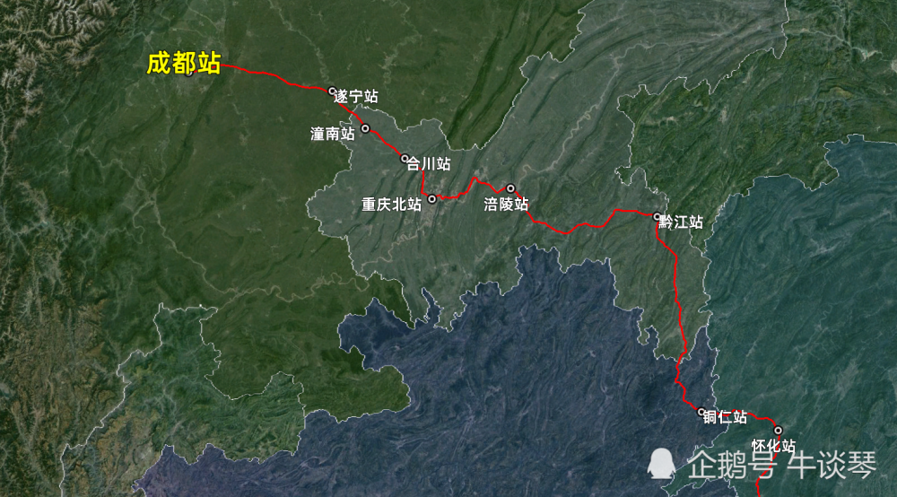 k585次列車運行線路圖:四川成都西開往深圳西,全程2358公里