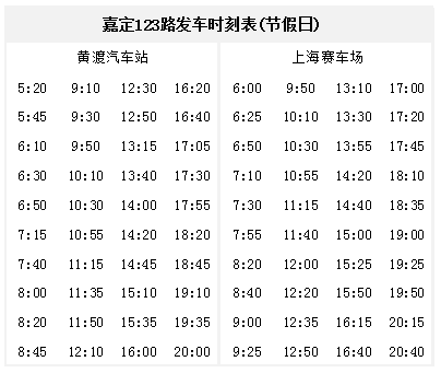 嘉定123路调整工作日发车时刻表, 调整后时刻表如下. 来源 | 嘉定公交