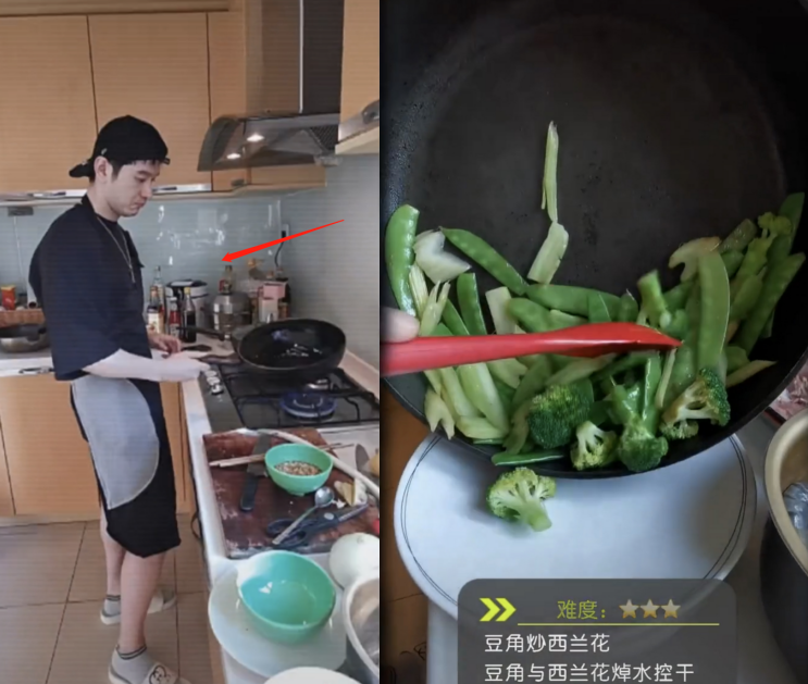 黄晓明罕见家中做饭！厨房宽敞装修简朴，手法生疏菜品卖相无食欲