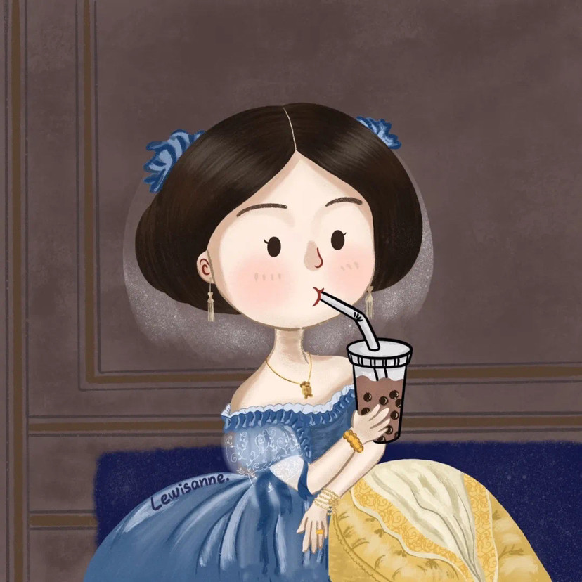 头像名画转插画之喝奶茶系列画师lewisanne