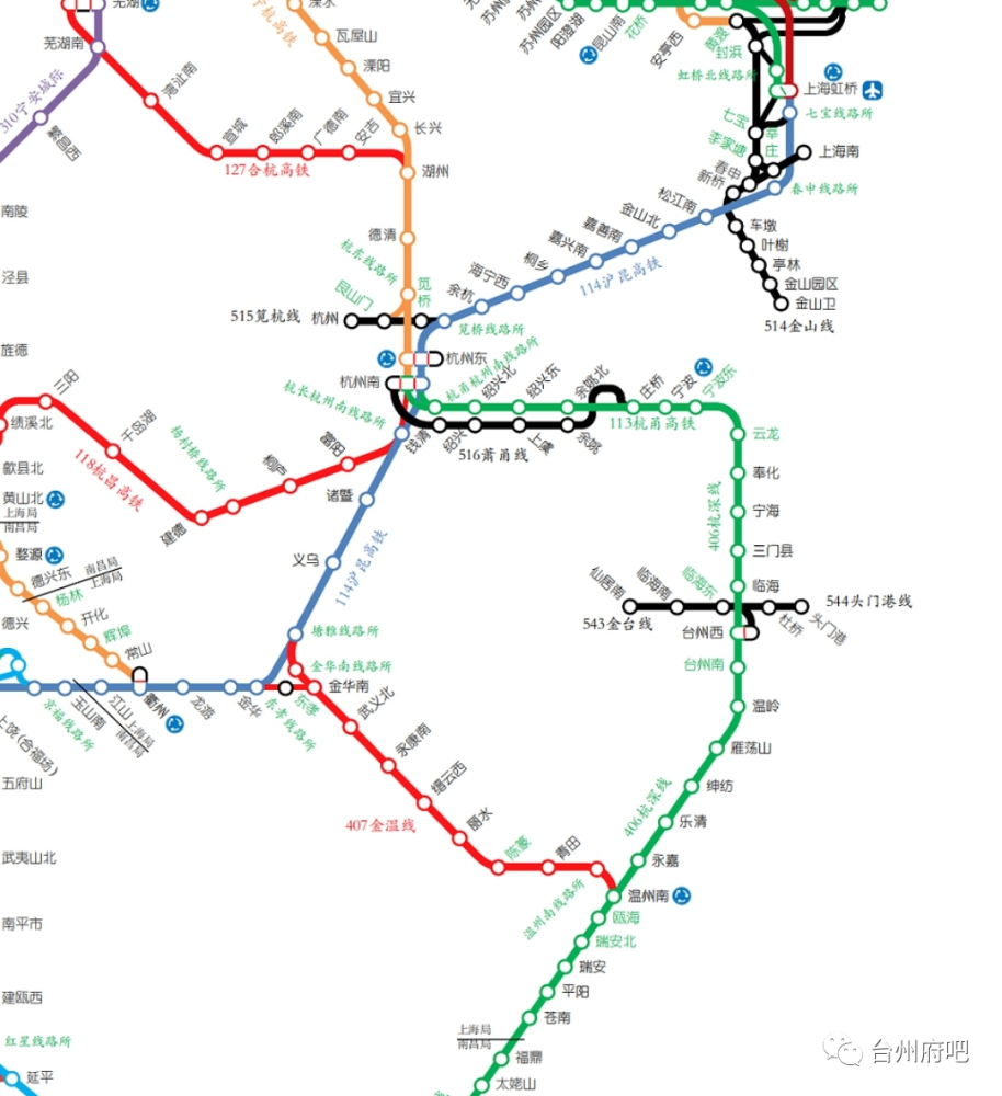 全国铁路动车组运行线路图2021年8月版本两处更改涉及台州