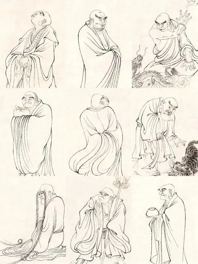 干货常见的罗汉18种画法收藏起来临摹学习让画白描更简单