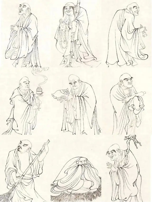 画十八罗汉白描必须对线条要有基础的掌握,很多画家在起初画罗汉白描