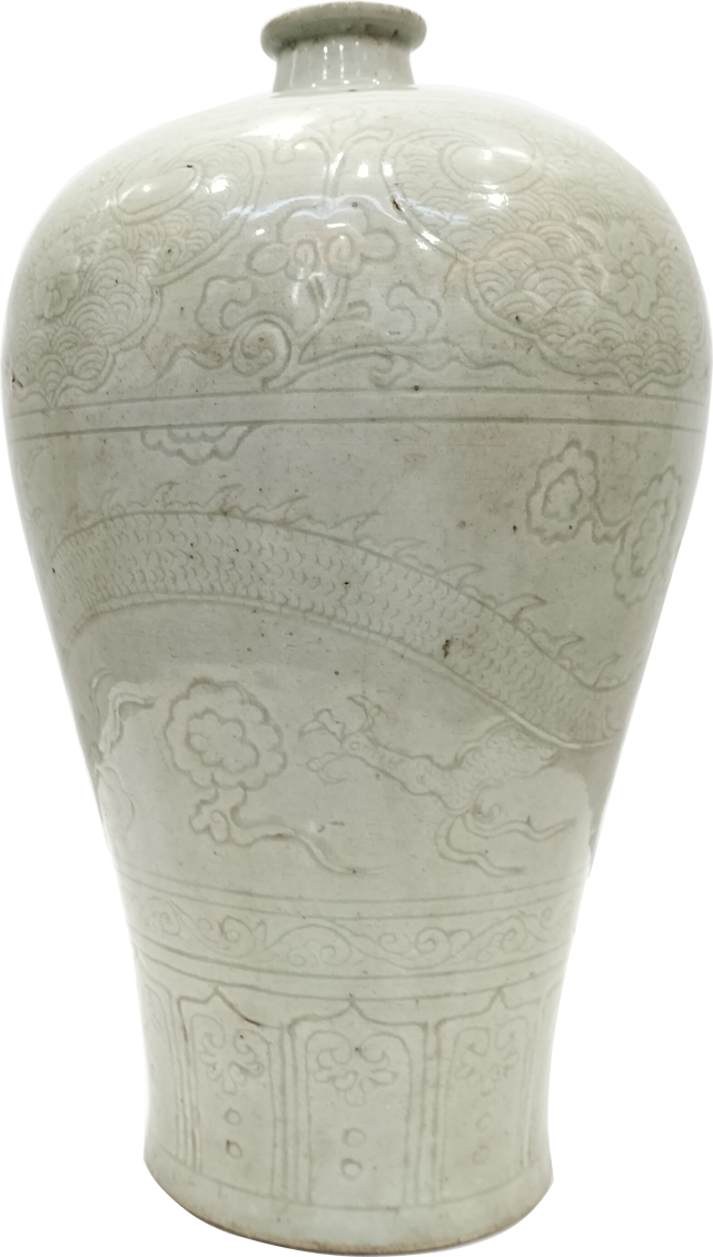 精品——湖田窑影青釉暗刻龙纹梅瓶