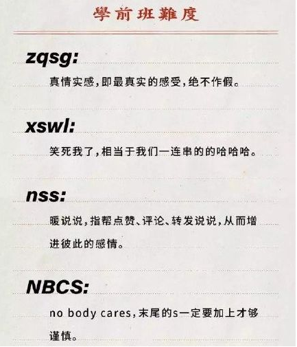 好似特務接頭一般,全是暗號,不是表情,就是英文字母,什麼xswl,nbcs