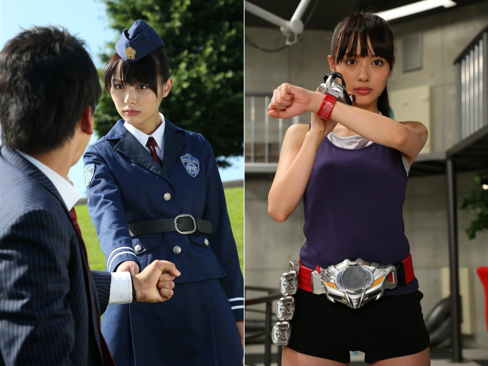 还有《假面骑士w》中的女主鸣海亚树子,他爸爸是假面骑士颅骨,爸爸的