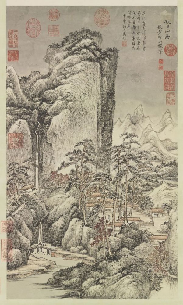 送料無料/新品】 中国清時代古美術 支那清国山水図軸 共箱 絵画