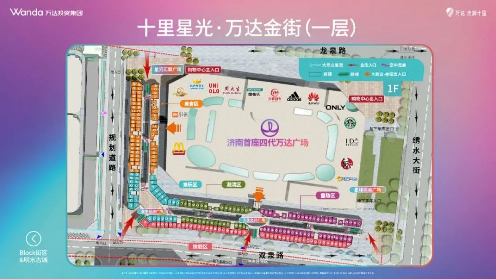 万达·十里星光在"一mall一园两街"的格局基础上,规划四大主题广场和