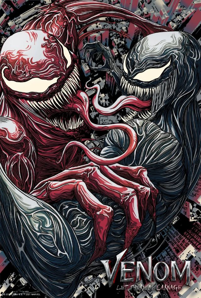 《毒液2》最新海报:用舌头狂甩对方?