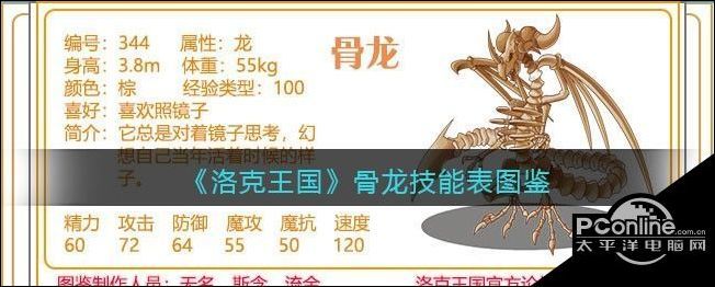 洛克王国骨龙的技能表详情介绍