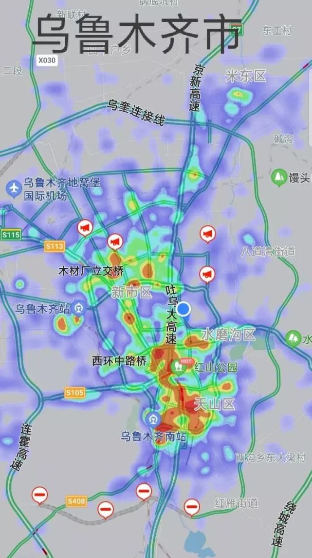 从新疆各城市热力图看城市规模大小!