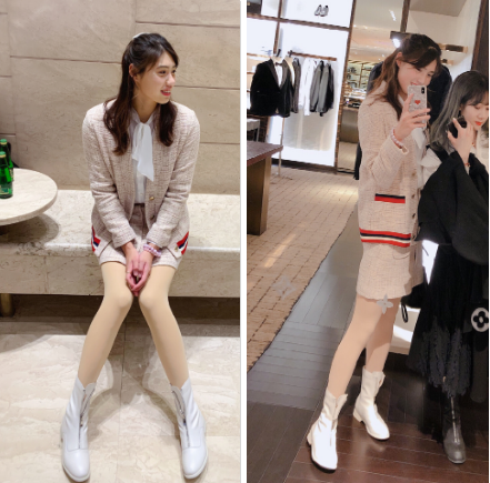 至于这组搭配中最最关键的小香风单品部分,张雨霏