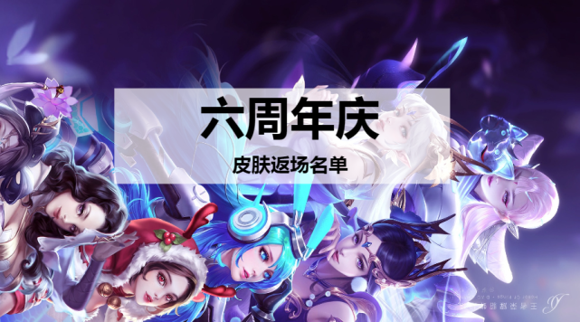 王者荣耀2021年王者荣耀6周年庆皮肤返场名单