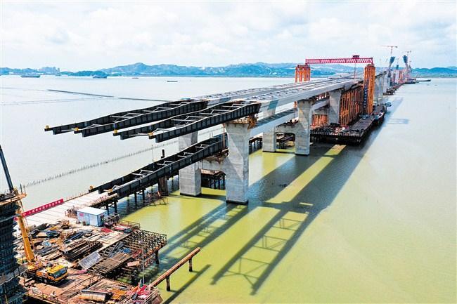 牛田洋特大桥双层结构现雏形_腾讯新闻