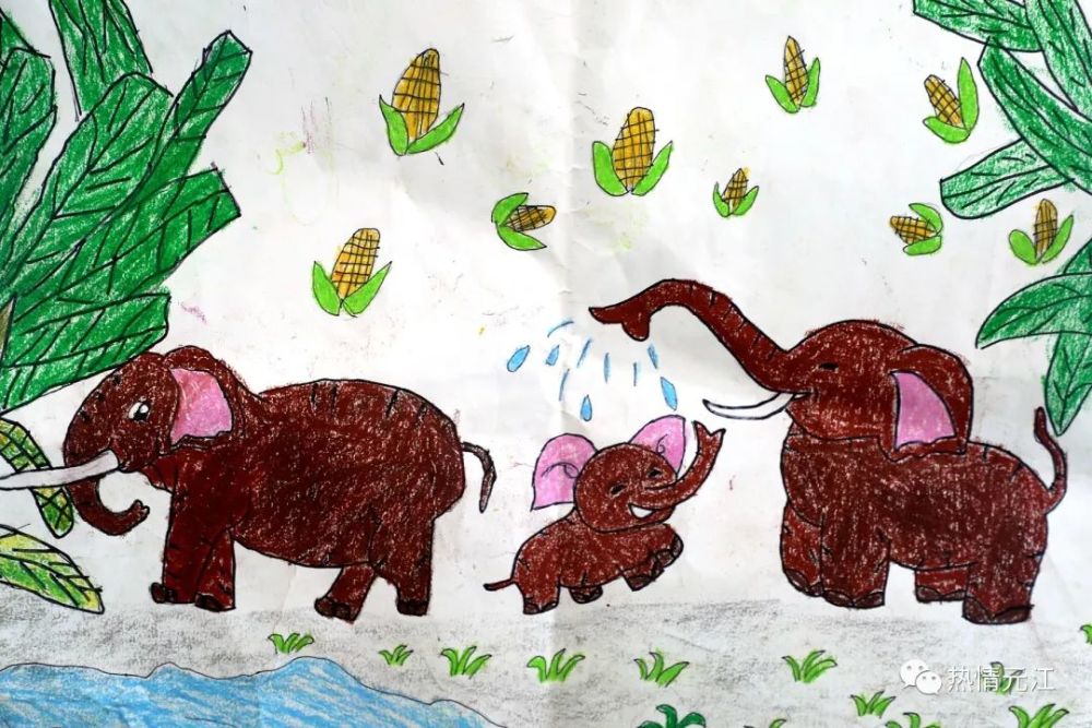 送给亚洲象的画 #今夜象群的脚步,让它熠熠生辉这座老桥沉默了很多年