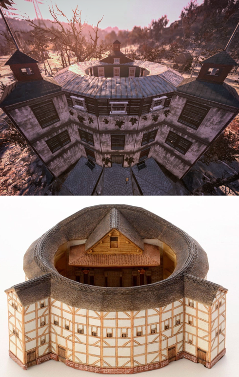 《辐射76》玩家在游戏里还原了莎士比亚的环球剧场_腾讯新闻