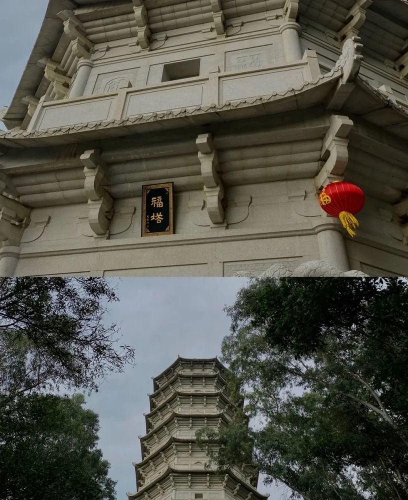 遠眺福塔福塔深圳弘福寺,坐落於園內聚福山上.