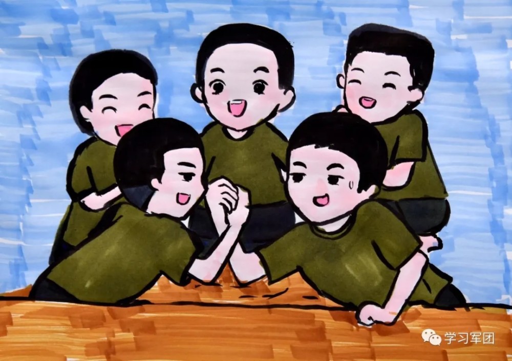 一个女兵的手绘浅浅画笔绘就军旅情深