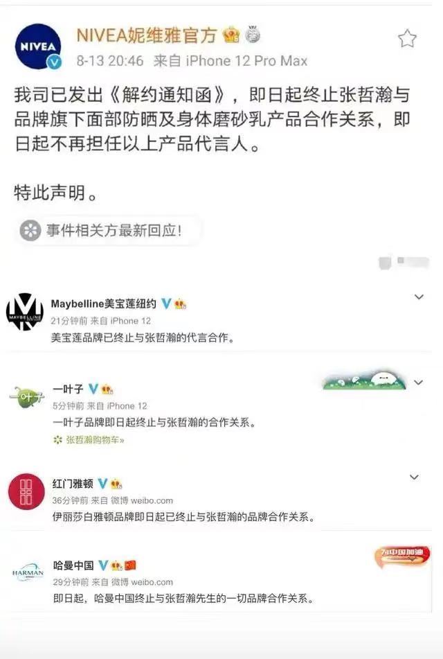 张哲瀚凉了，全部代言与其终止合作：无知的代价请用一辈子反省