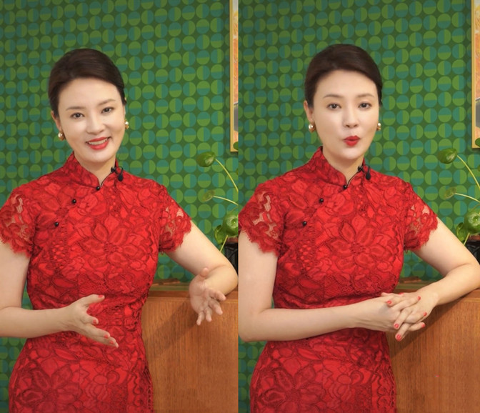 43岁央视主持刘芳菲七夕节演绎东方韵味,穿大红色旗袍,美如画报