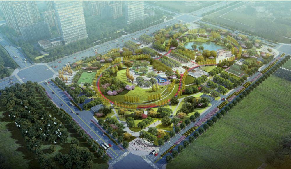 (龙眠公园效果图)东边隔条马路就是正在建设中的舒城一中新校区项目