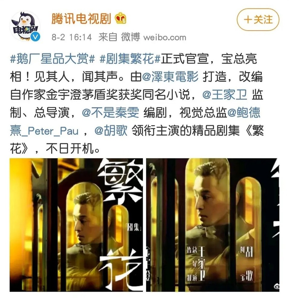 胡歌能否拿下飞天完成视帝大满贯，就看和马伊琍这部新剧了