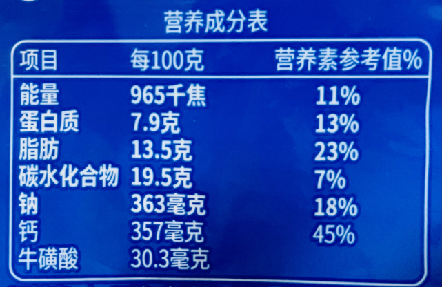 奶酪棒2营养成分表 ▲图片来源：作者实拍