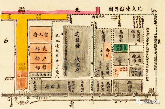 绘制的《北京全图》中的"东交民巷"区域列强侵扰对北京城市空间的影响