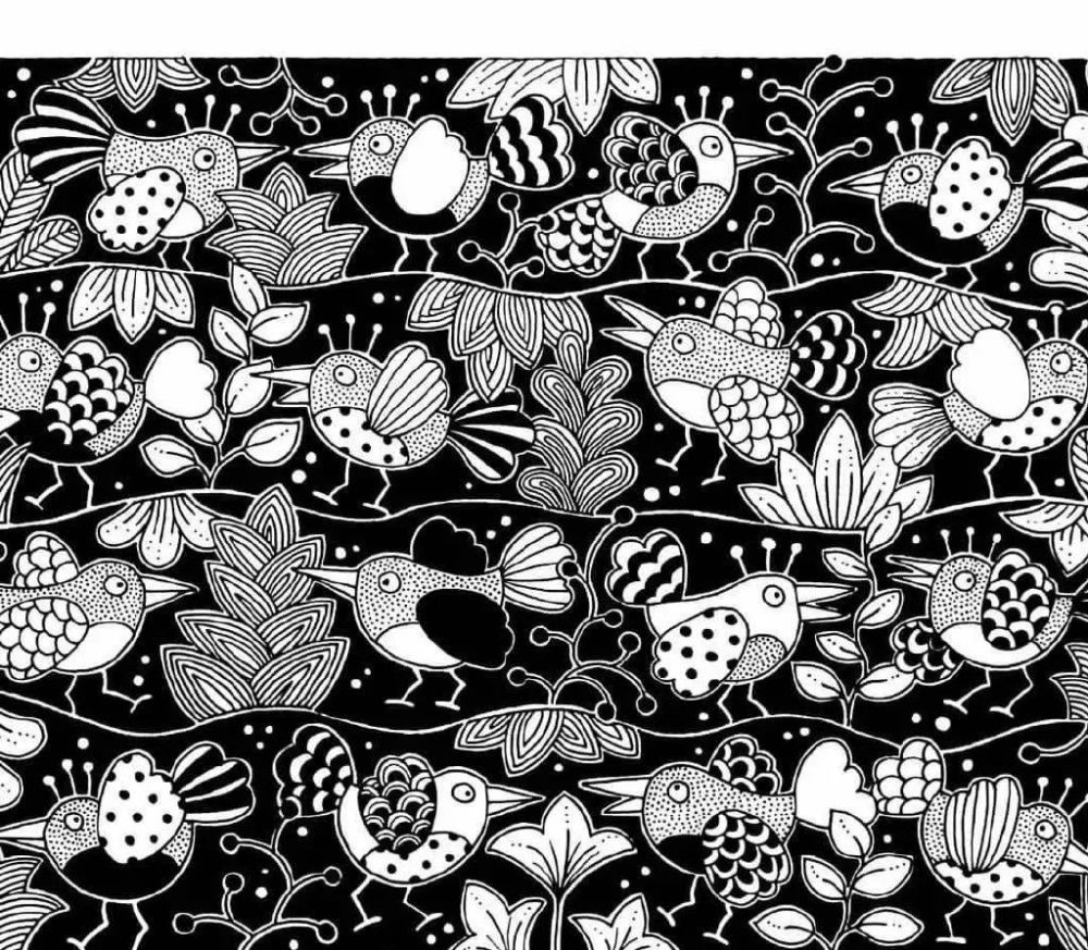 多种经典线描装饰技法,张张精美有趣,孩子画不好线描就画它