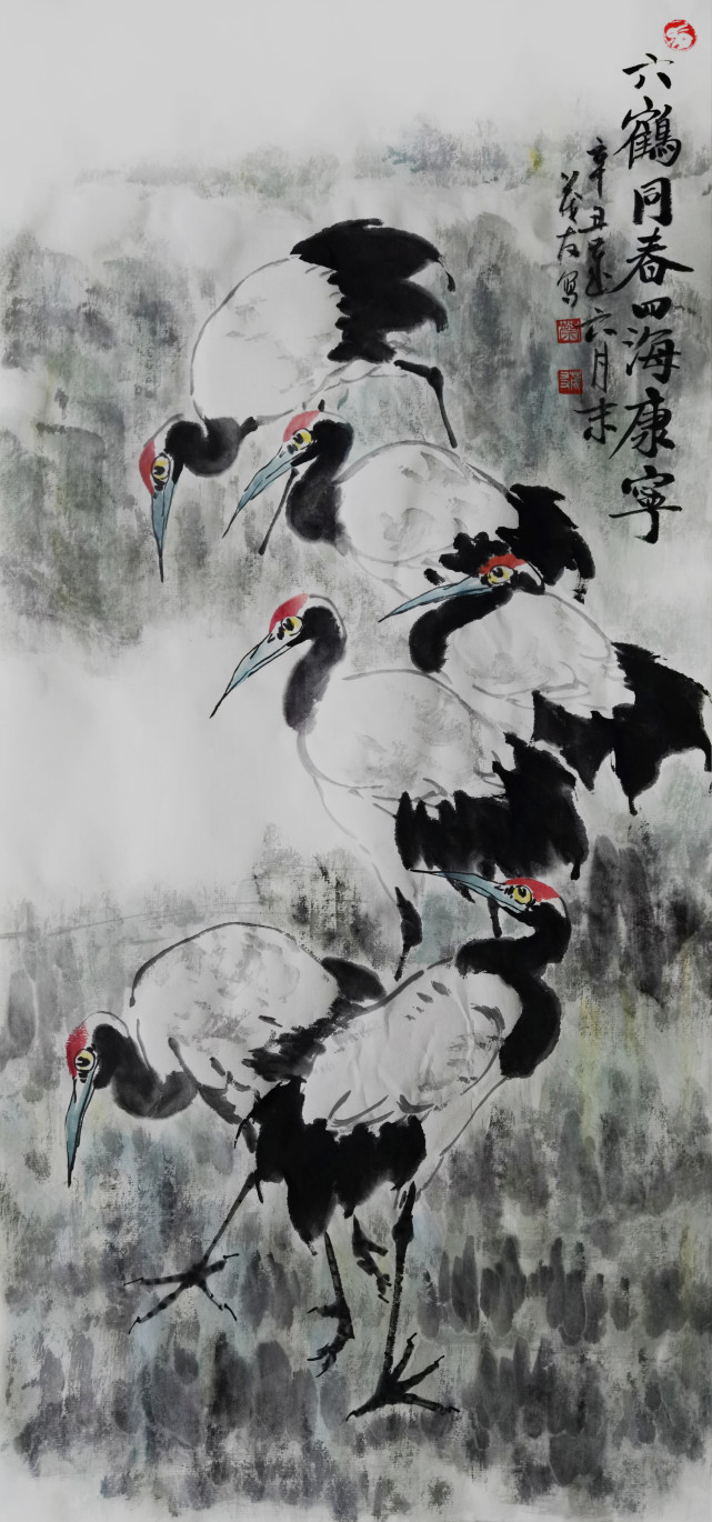 同命同体——蔡茂友辛丑年水墨仙鹤作品欣赏