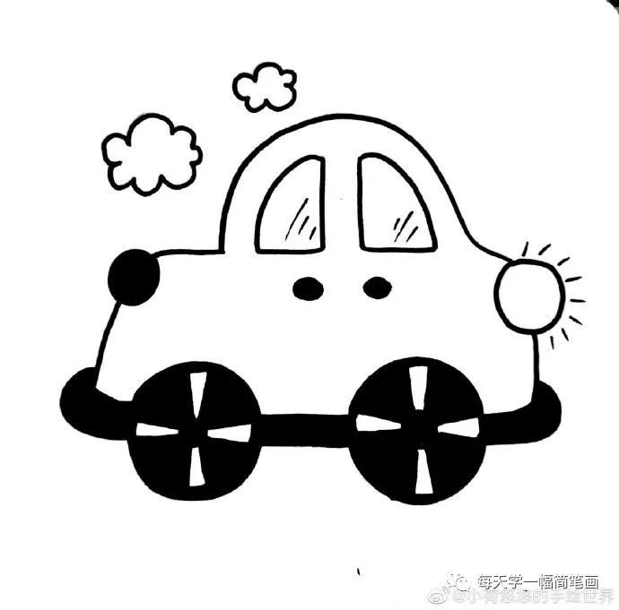 每天学一幅简笔画超级可爱的小车简笔画