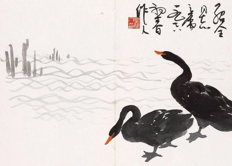 鉴赏吴作人画鹅