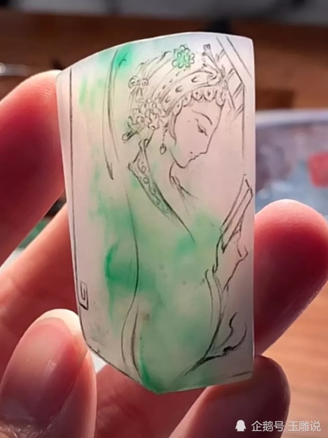 翡翠人物雕刻不只是观音,佛,用翡翠雕刻美女题材真漂亮!