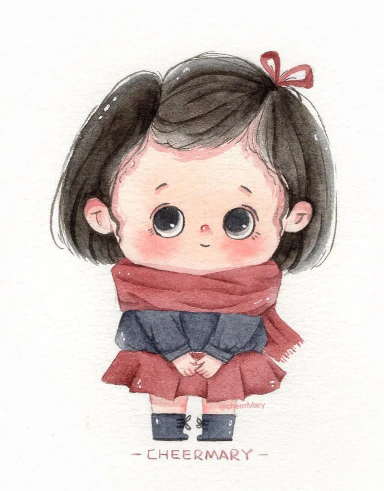 q版插画水彩人物萌宝头像