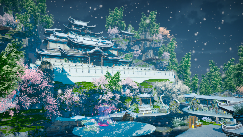 夏天下雪有多美?网易庄园凭一张图就秒杀天刀和原神