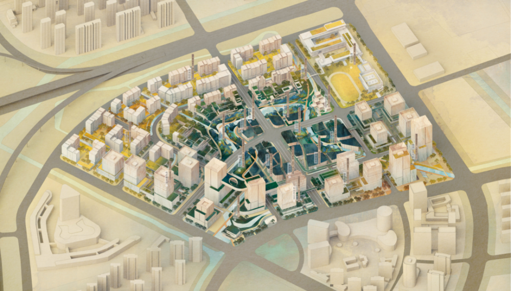 "创维山水"之江未来社区规划平面图▲"创维山水"之江未来社区割念