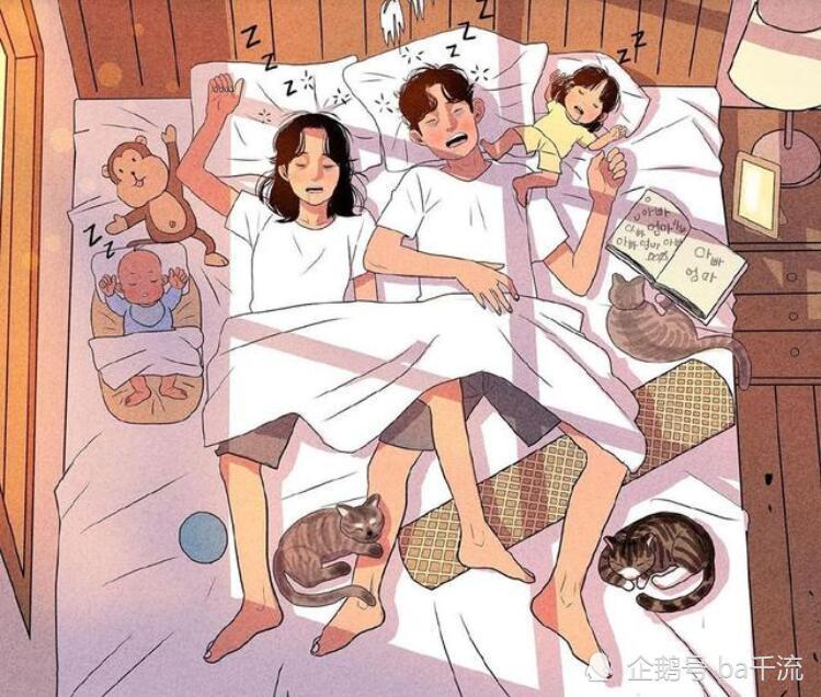 有了两个孩子,妈妈就会辛苦一点,爸爸能帮忙做一些家务,是一件很温馨