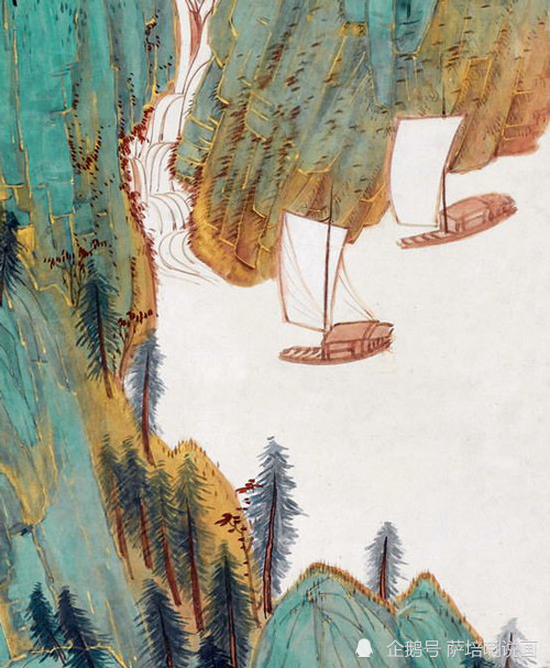 金碧山水,用气势打动你,张大千绘《巫峡清秋》