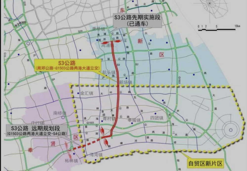 s3(周邓公路~g1503公路两港大道立交)新建工程是上海市高速公路网及