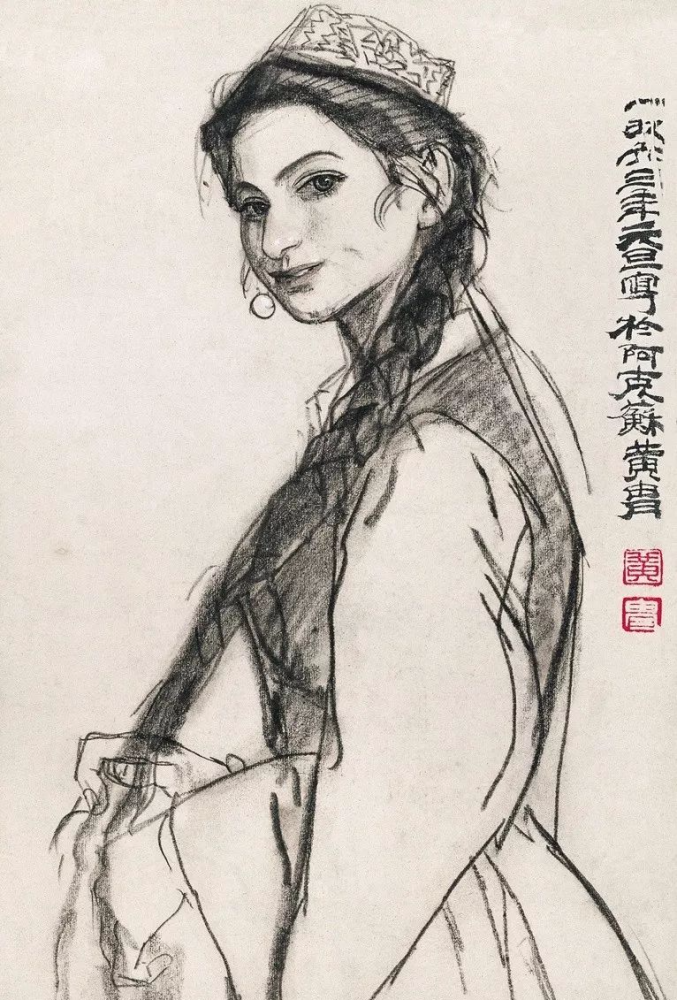 黄胄与人物画创作有密切关系的速写,素描作品也达到很高成就,具有独立