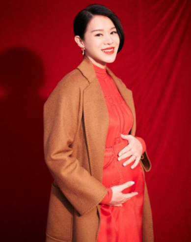 拼命三娘胡杏儿怀孕7个月还上春晚穿红色连衣裙显气质