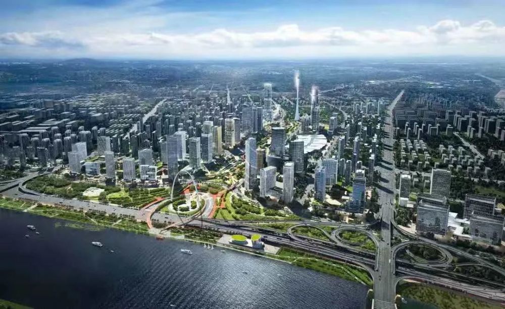 太原宝能城效果图地标建筑领风流"商务区中心位置布局有创新中轴,将