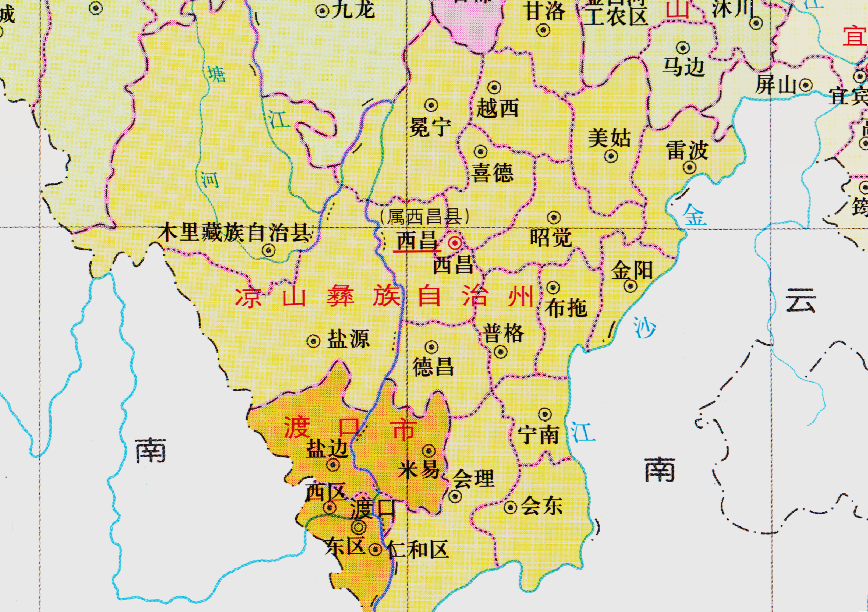 凉山州十七个县地图图片