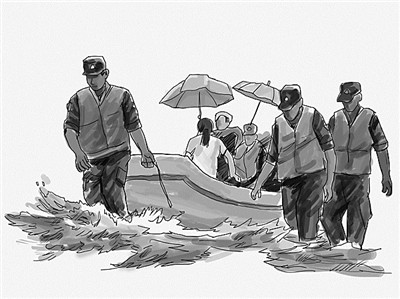 漫画:抗洪一线军徽闪耀_腾讯新闻