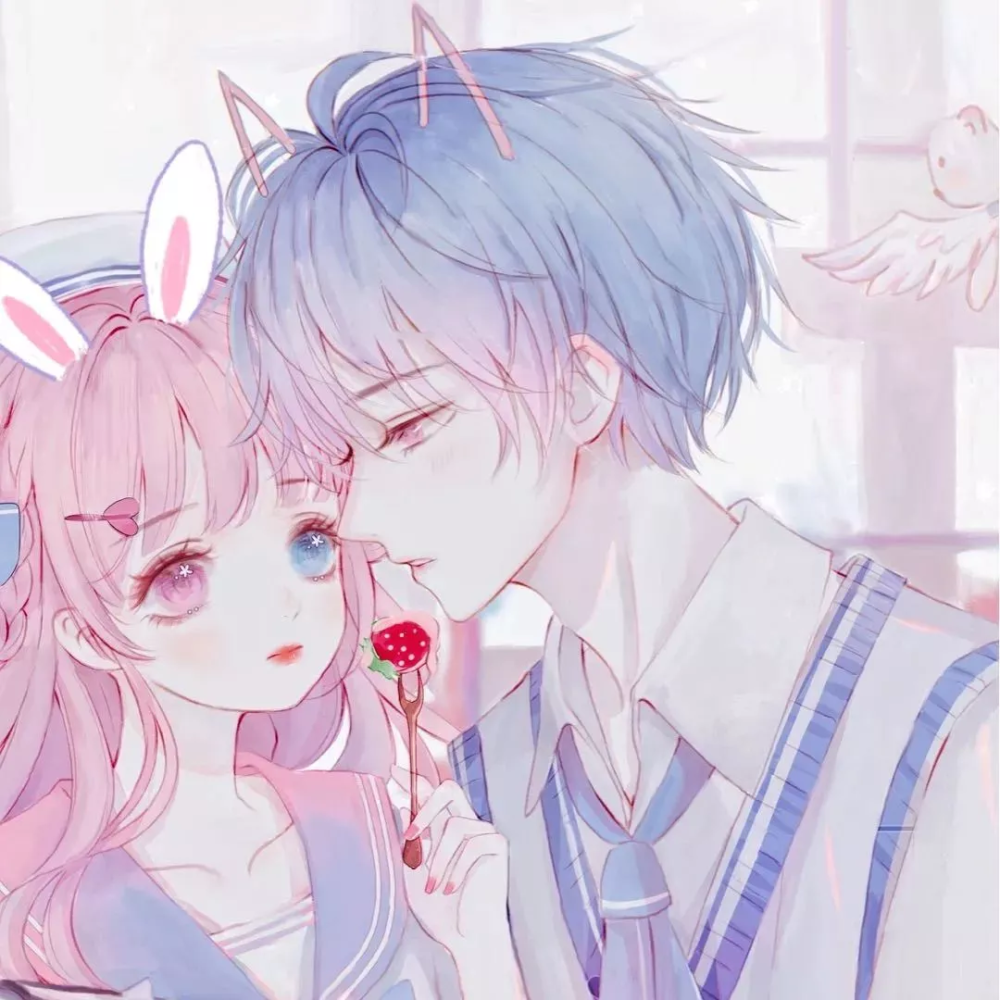 动漫情侣头像小情话一切美好都不够表达我爱你