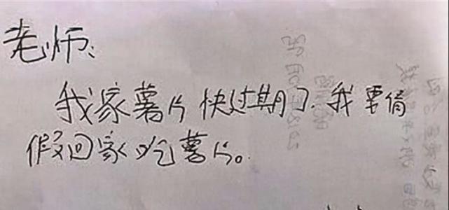 我記得我們上小學那會兒寫個請假條,最多也就是家裡有事,肚子痛,生病