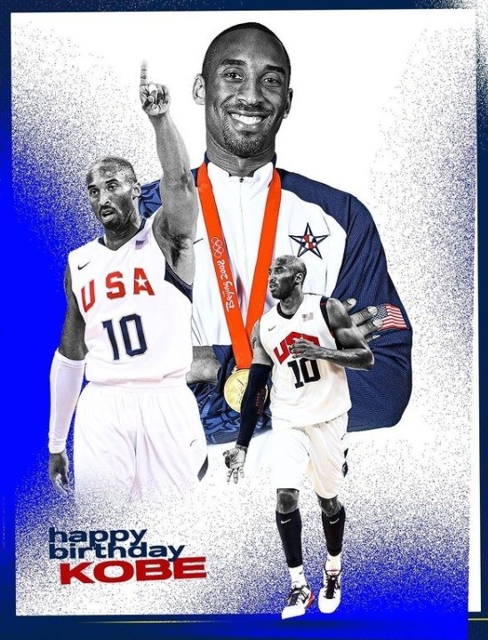 美国男篮官方晒科比照片生日快乐科比曼巴永存
