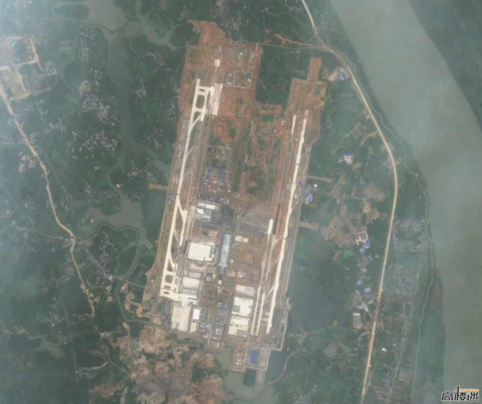 震撼鄂州花湖机场最新卫星图机场轮廓明晰向年底校飞目标冲刺