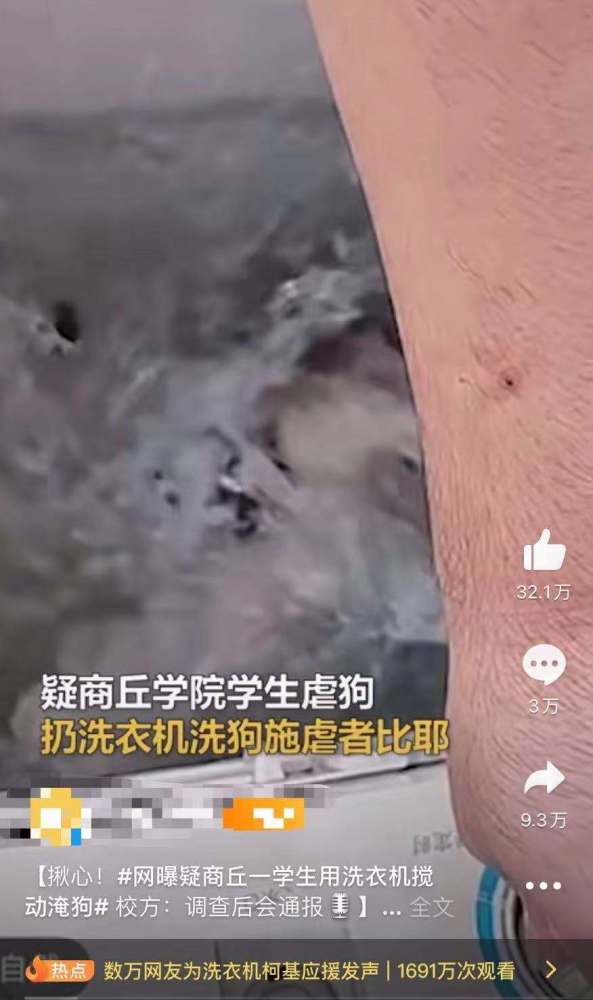 警方通报"商丘有学生用洗衣机搅动淹狗":1人故意编造虐狗言词并发布被
